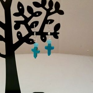 Turquoise cross earrings